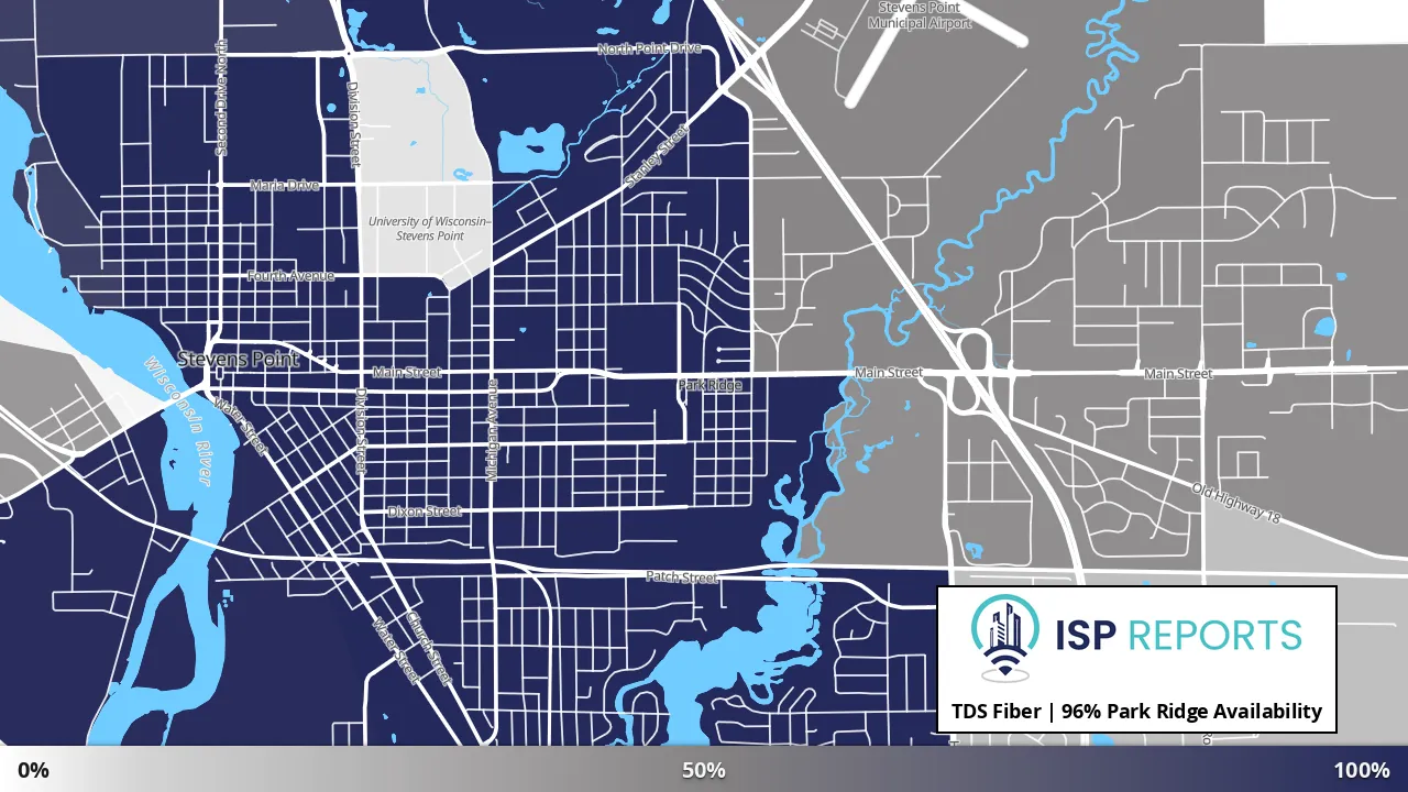 Park Ridge, WI map of internet availability