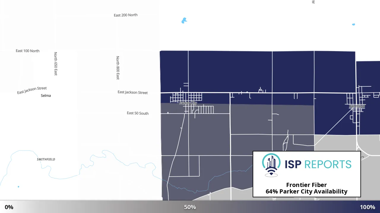 Parker City, IN map of internet availability