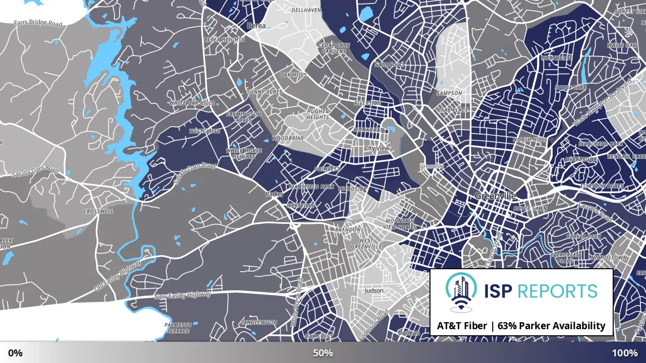 Parker, SC map of internet availability