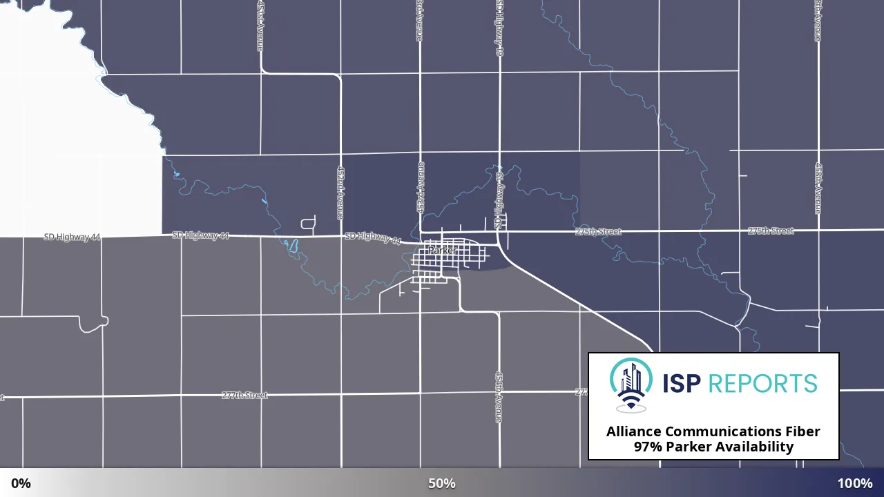 Parker, SD map of internet availability