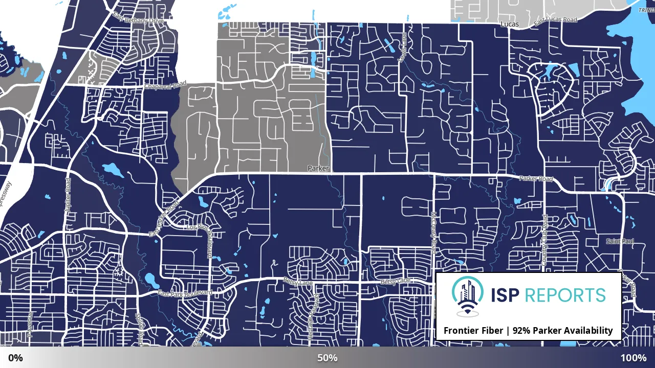 Parker, TX map of internet availability