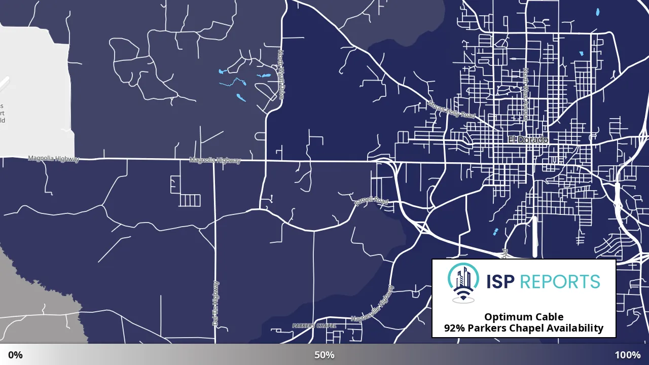 Parkers Chapel, AR map of internet availability