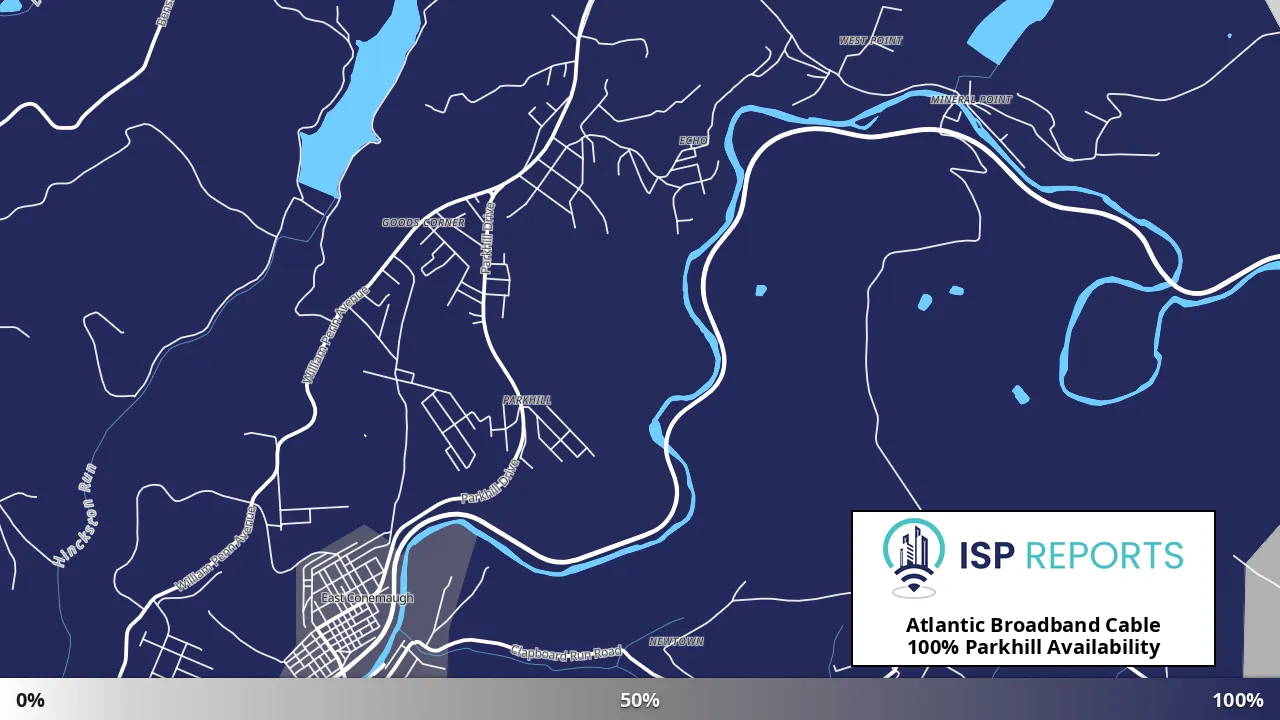 Parkhill, PA map of internet availability