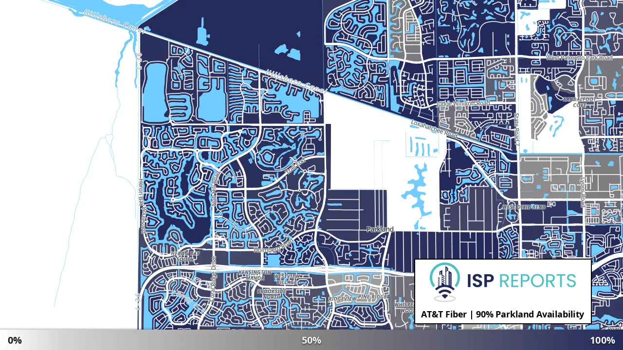 Parkland, FL map of internet availability