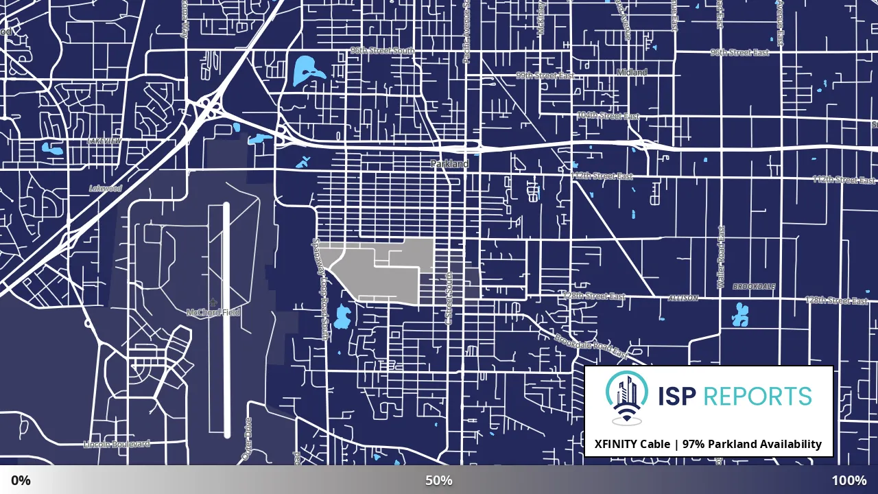 Parkland, WA map of internet availability