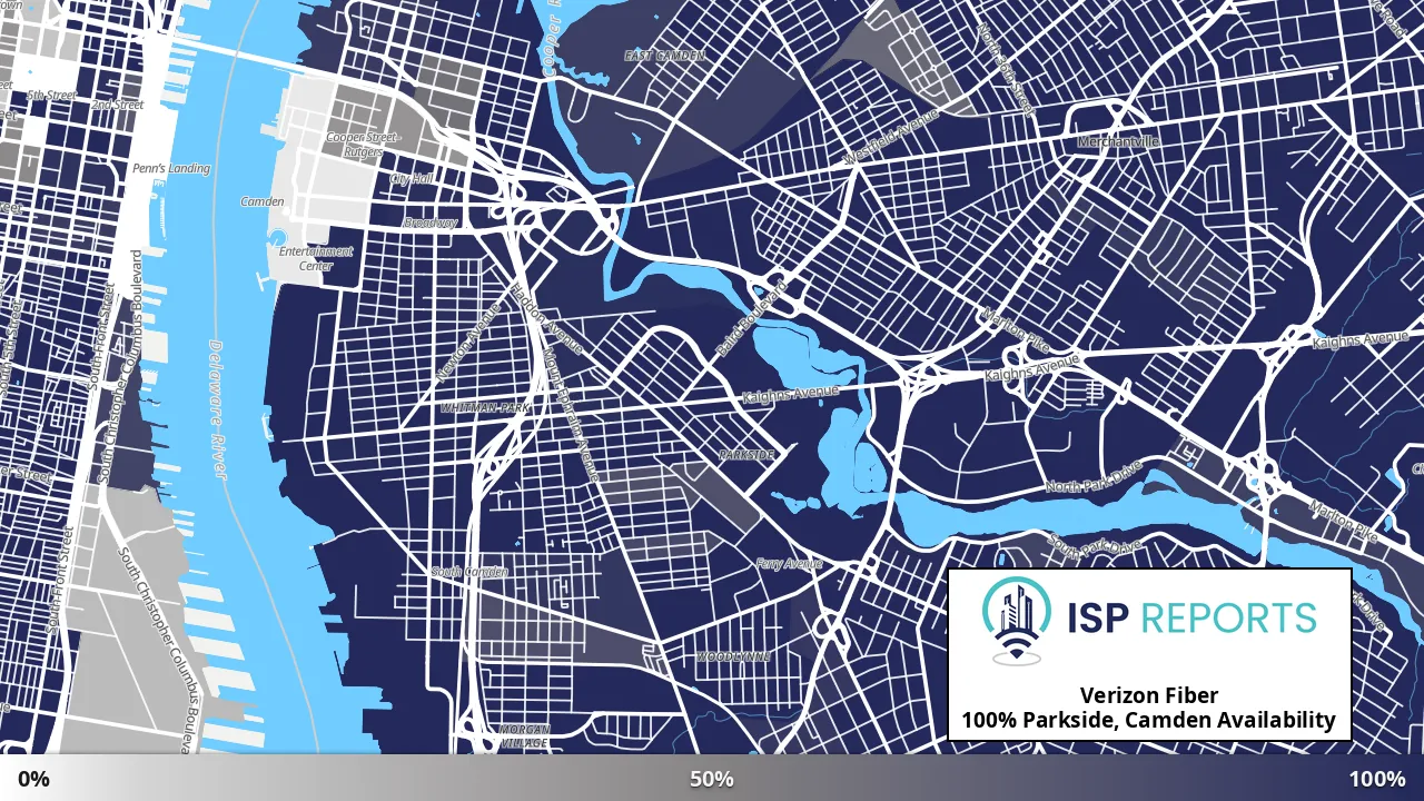 Parkside, Camden, NJ map of internet availability
