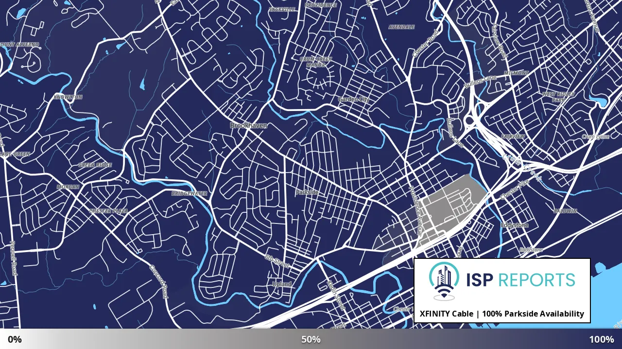 Parkside, PA map of internet availability