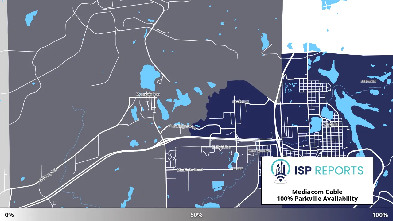 Parkville, MN map of internet availability