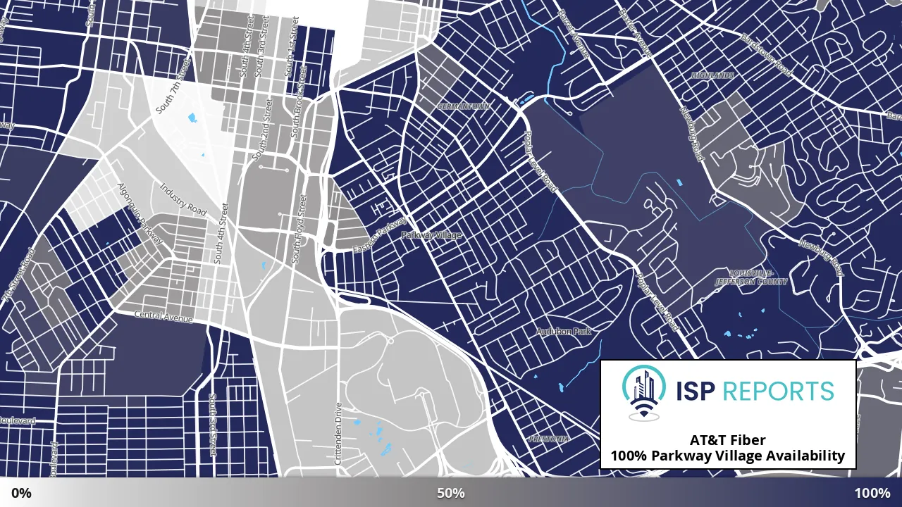 Parkway Village, KY map of internet availability