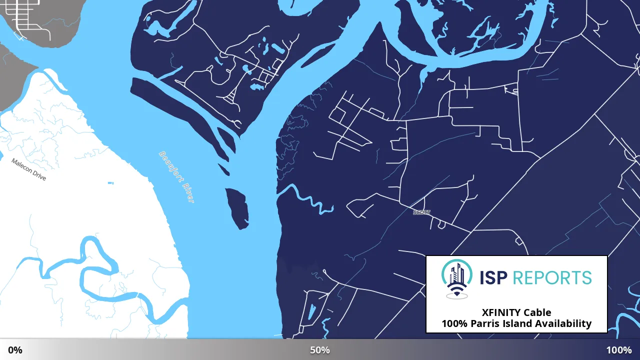 Parris Island, SC map of internet availability
