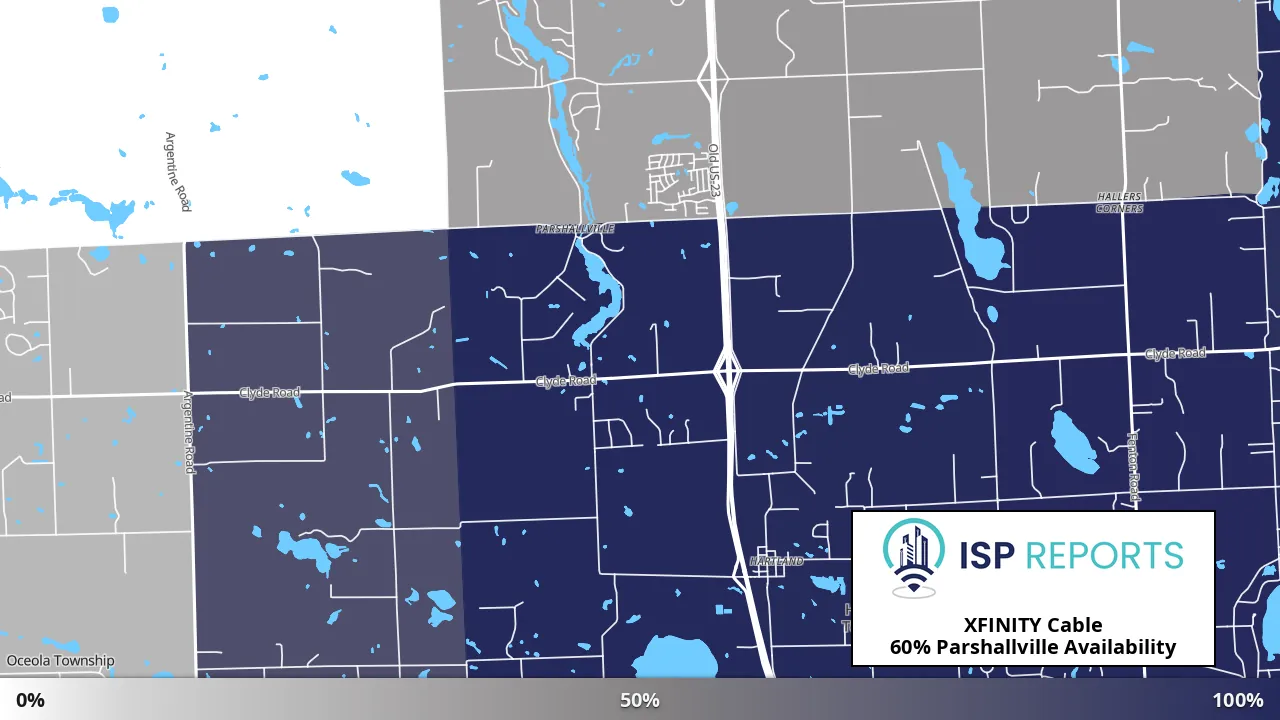 Parshallville, MI map of internet availability