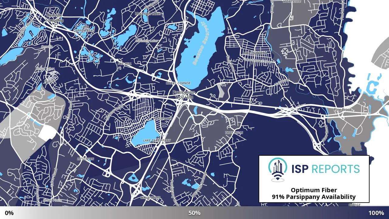 Parsippany, NJ map of internet availability