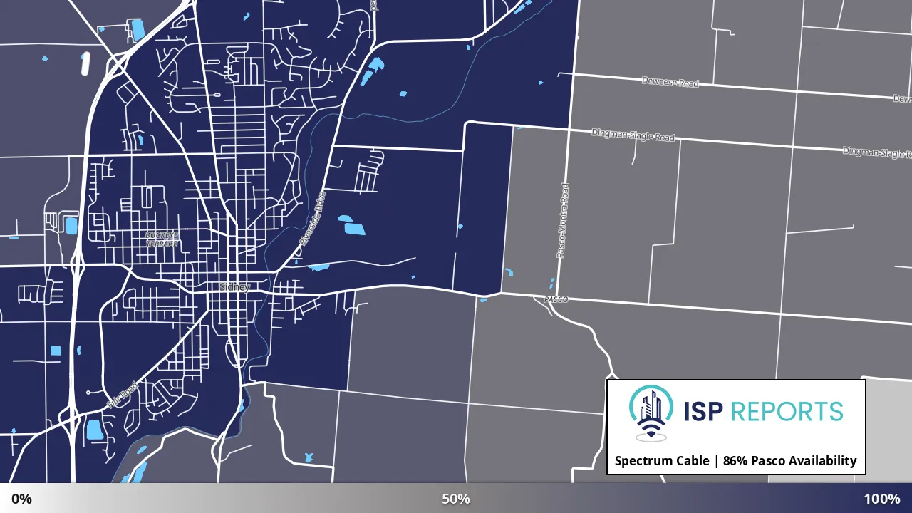 Pasco, OH map of internet availability