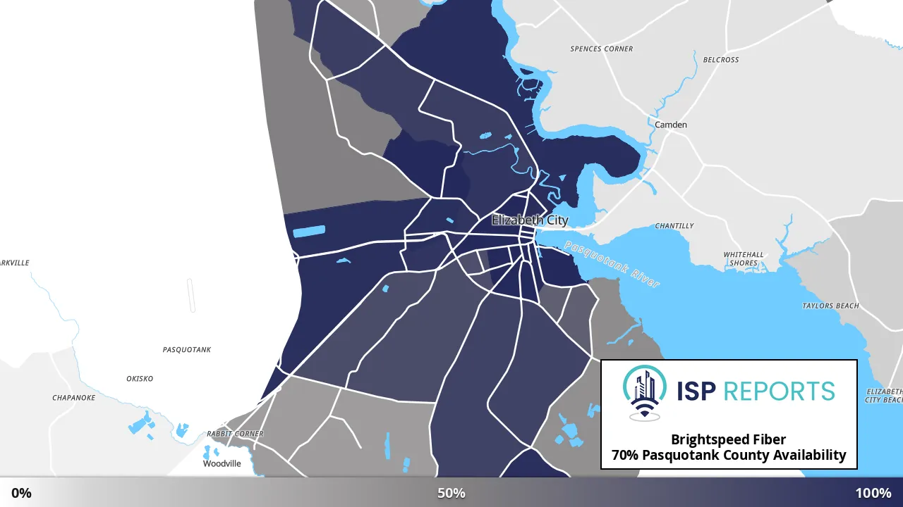 Pasquotank County, NC map of internet availability