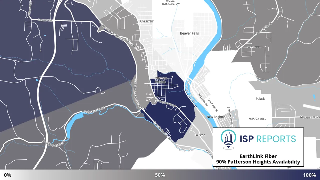 Patterson Heights, PA map of internet availability