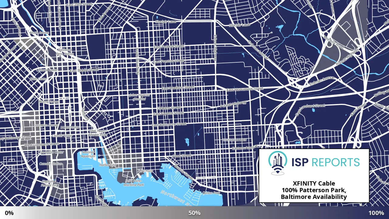 Patterson Park, Baltimore, MD map of internet availability