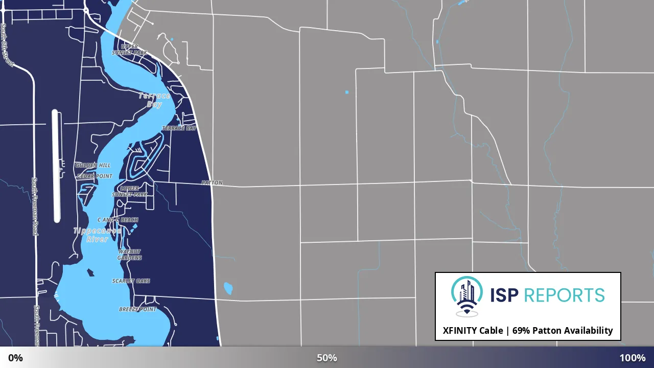 Patton, IN map of internet availability
