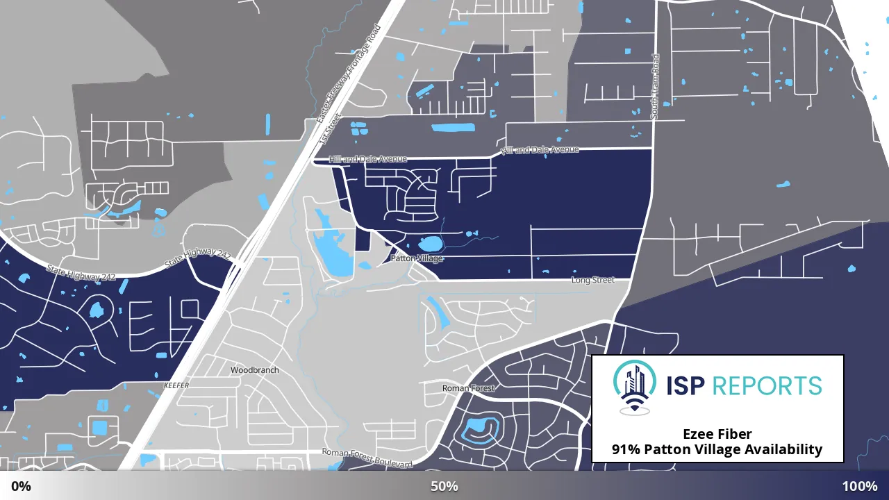 Patton Village, TX map of internet availability