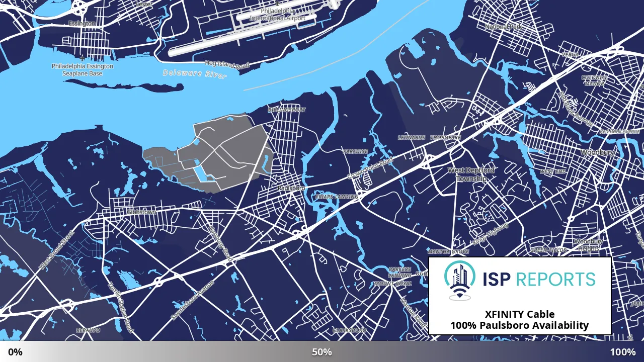 Paulsboro, NJ map of internet availability