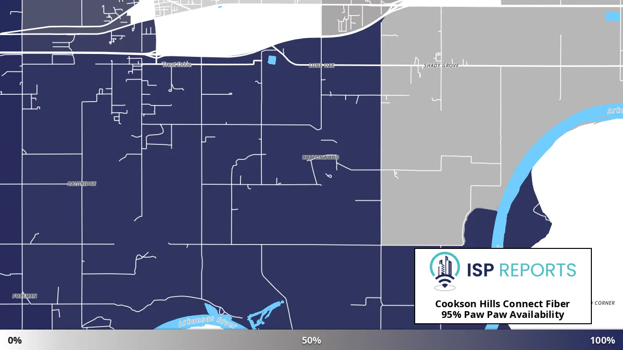 Paw Paw, OK map of internet availability