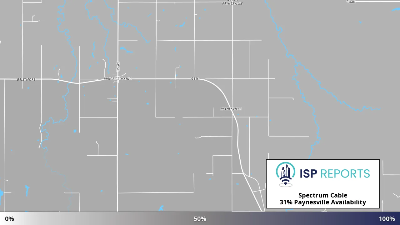 Paynesville, MI map of internet availability