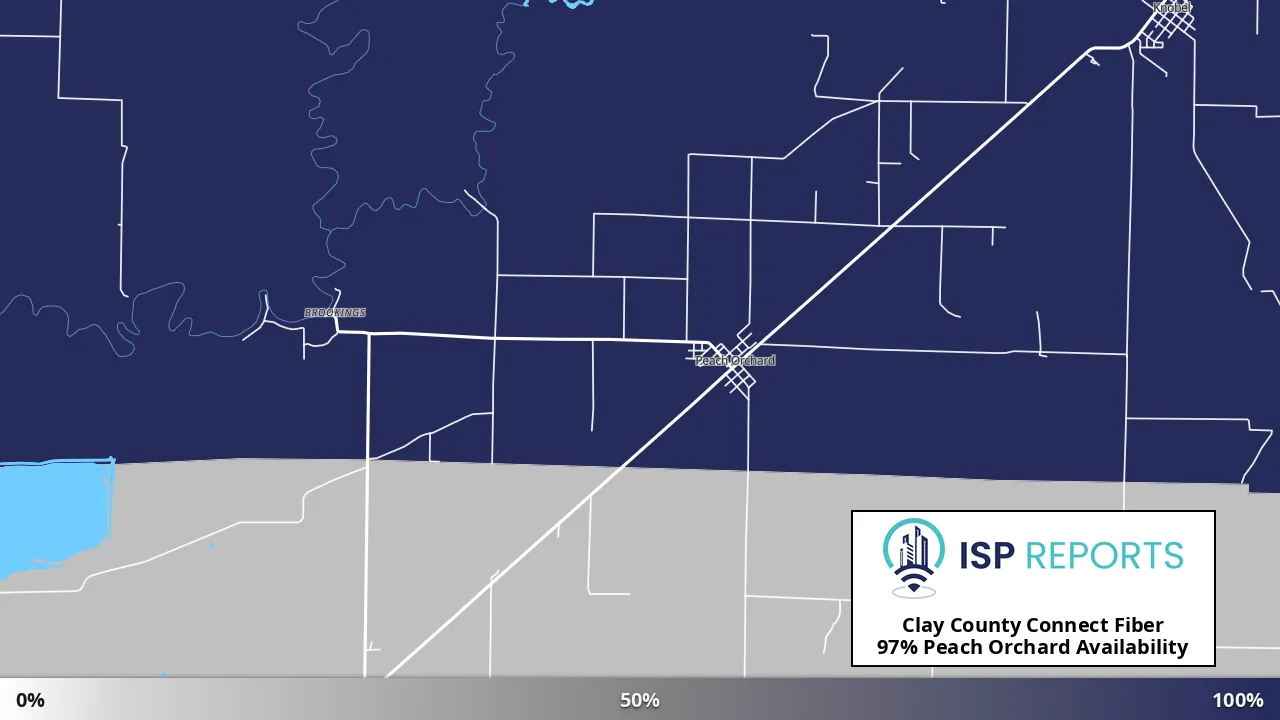 Peach Orchard, AR map of internet availability
