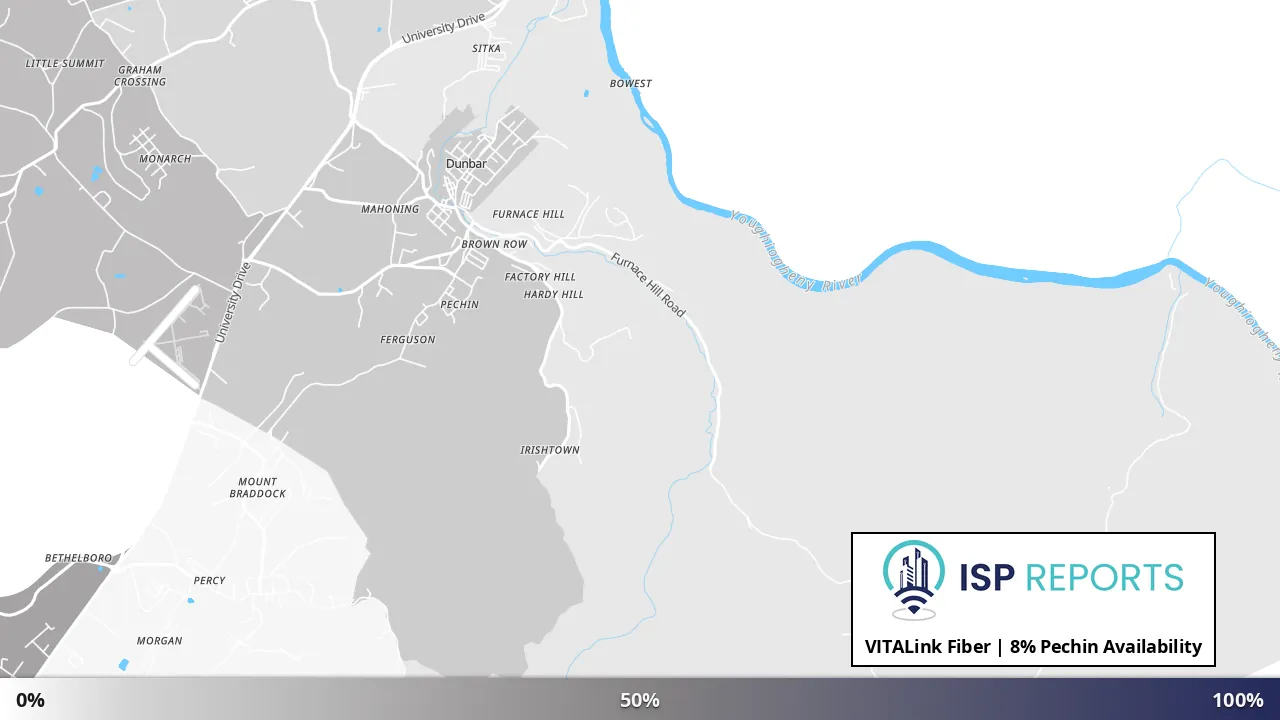 Pechin, PA map of internet availability