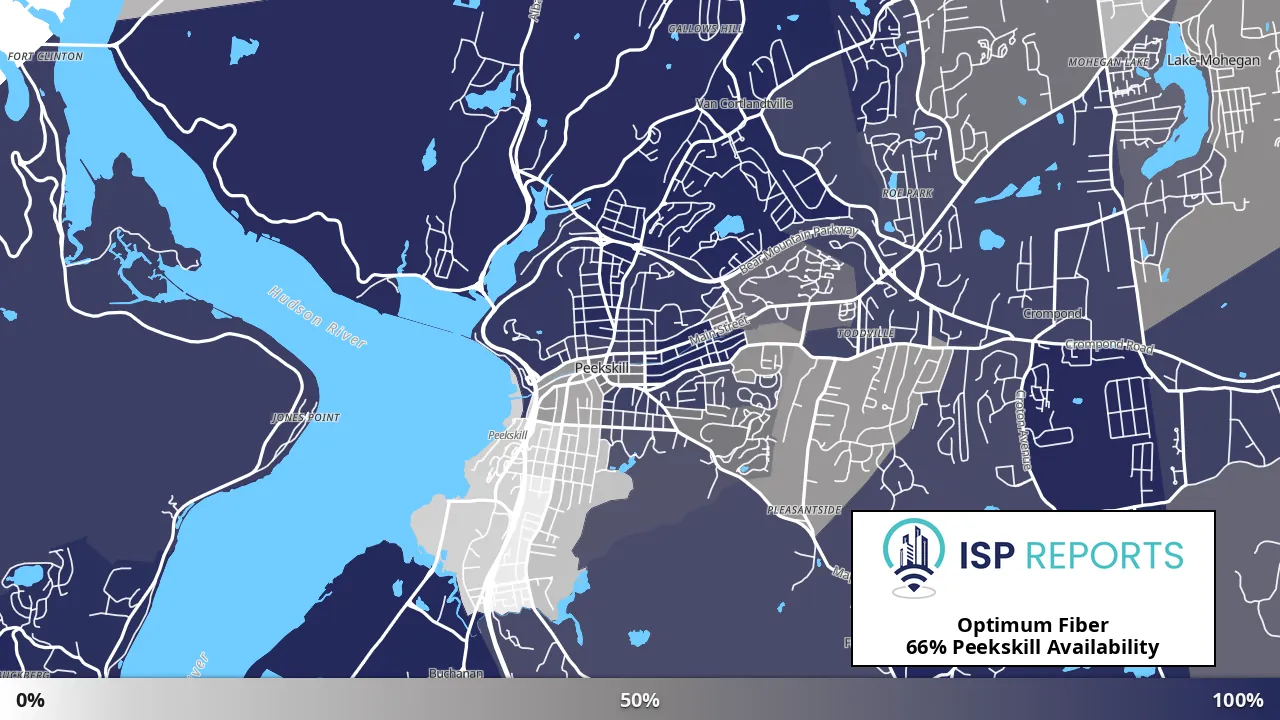 Peekskill, NY map of internet availability