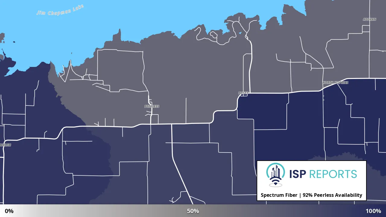 Peerless, TX map of internet availability