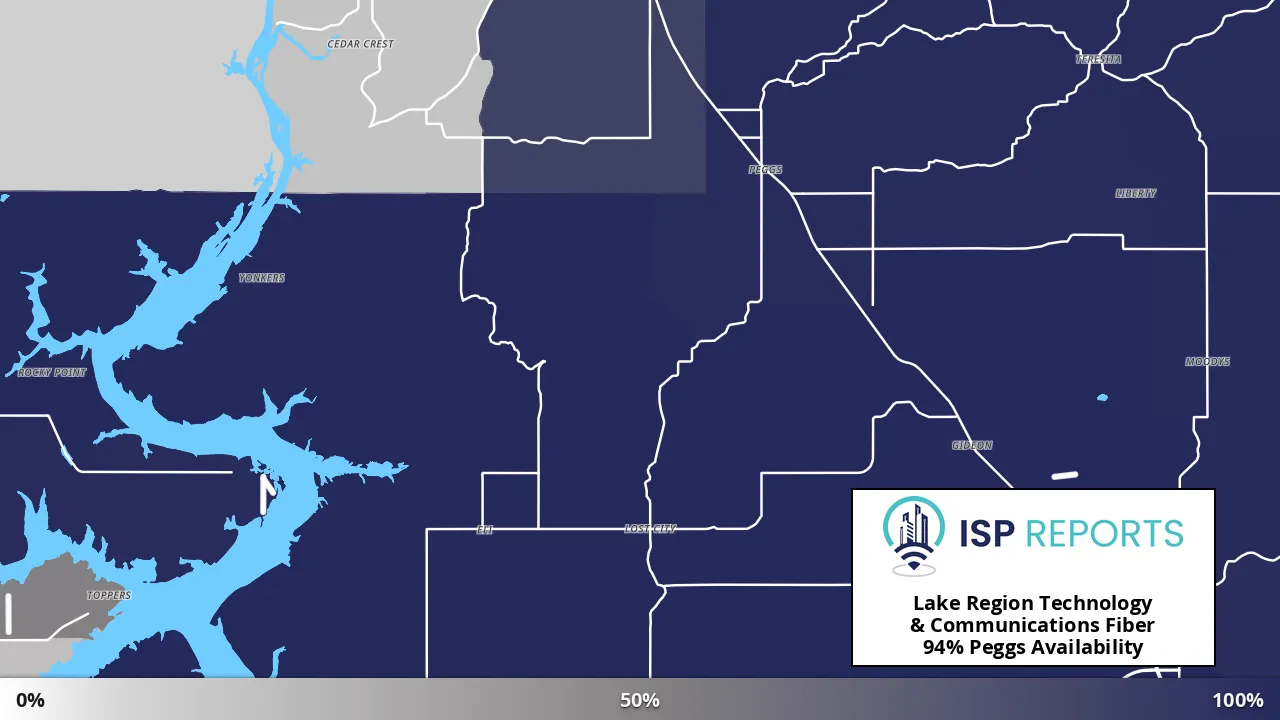 Peggs, OK map of internet availability