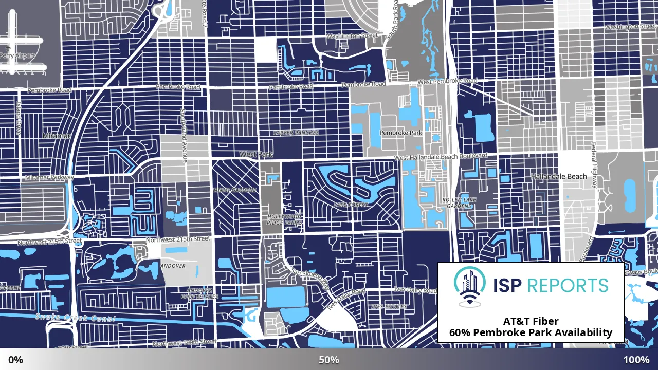 Pembroke Park, FL map of internet availability