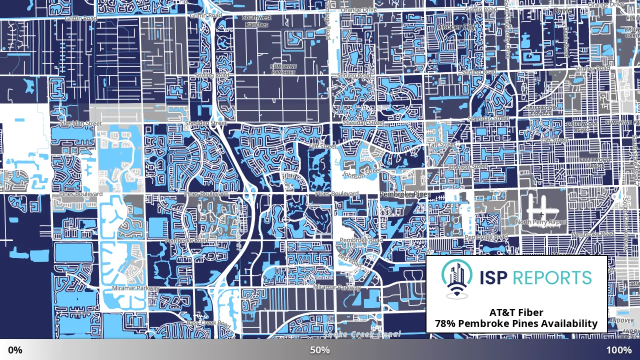 Pembroke Pines, FL map of internet availability