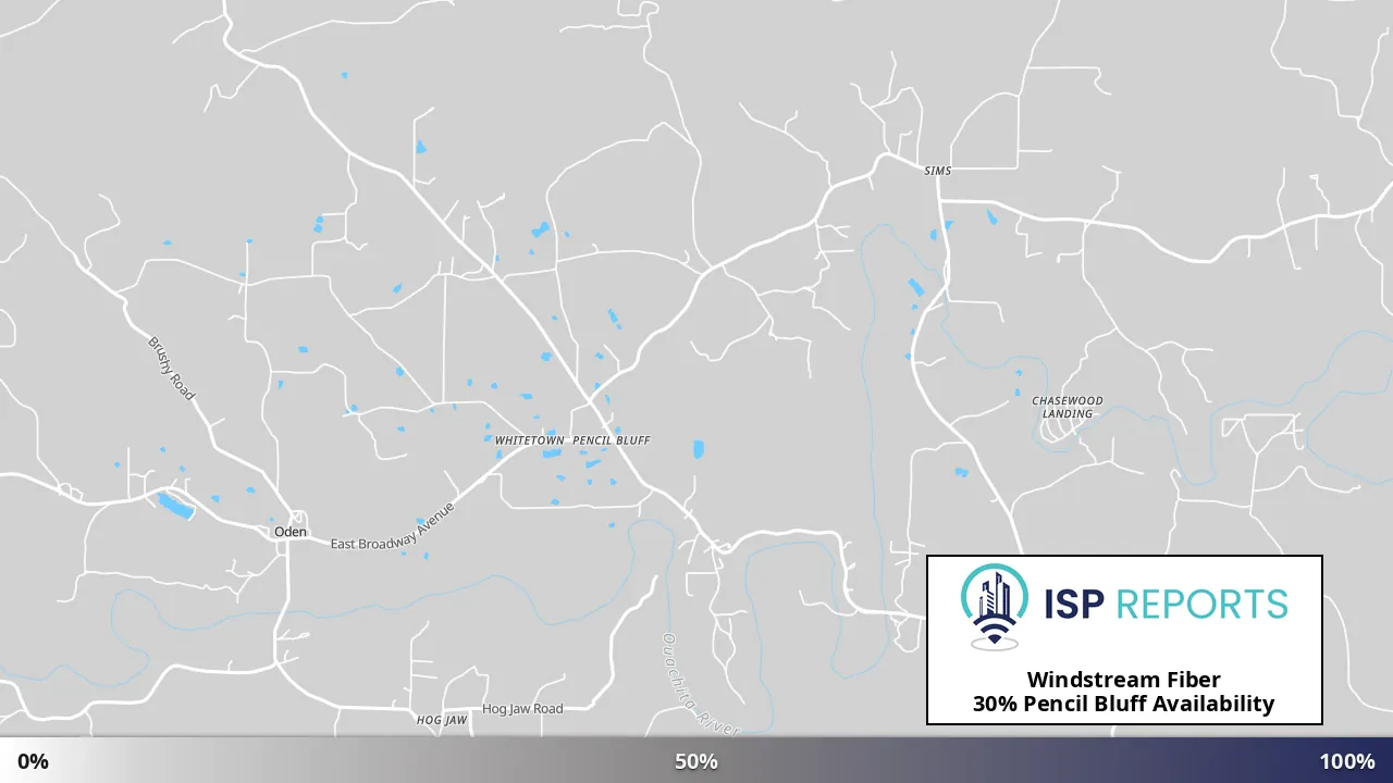 Pencil Bluff, AR map of internet availability