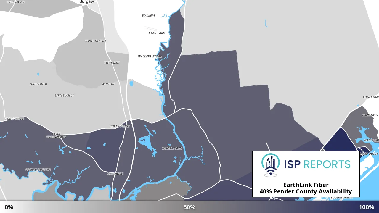 Pender County, NC map of internet availability