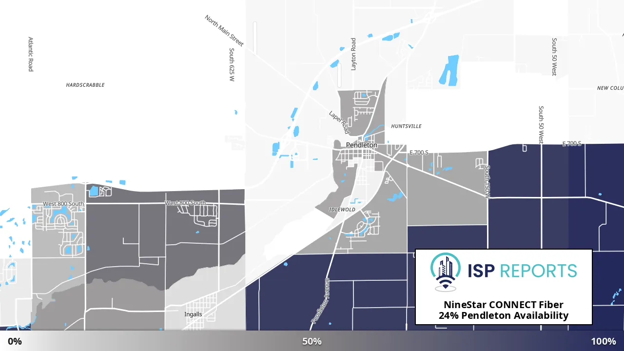 Pendleton, IN map of internet availability