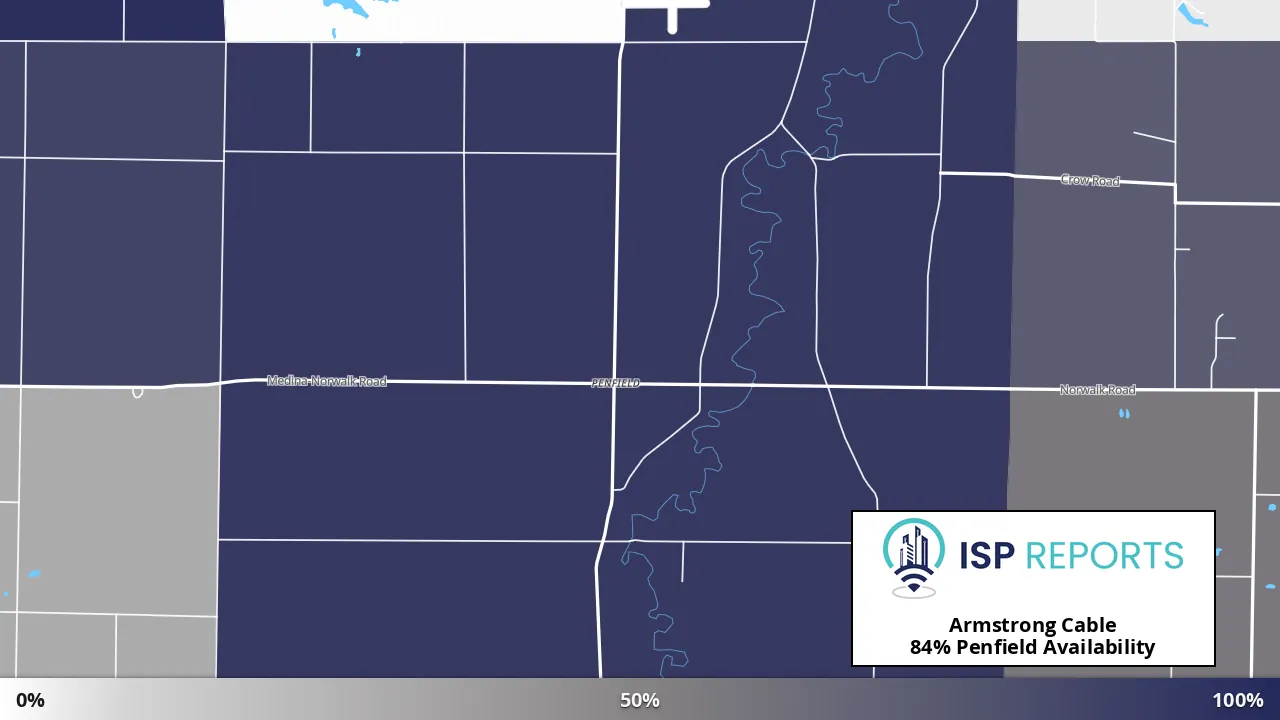 Penfield, OH map of internet availability