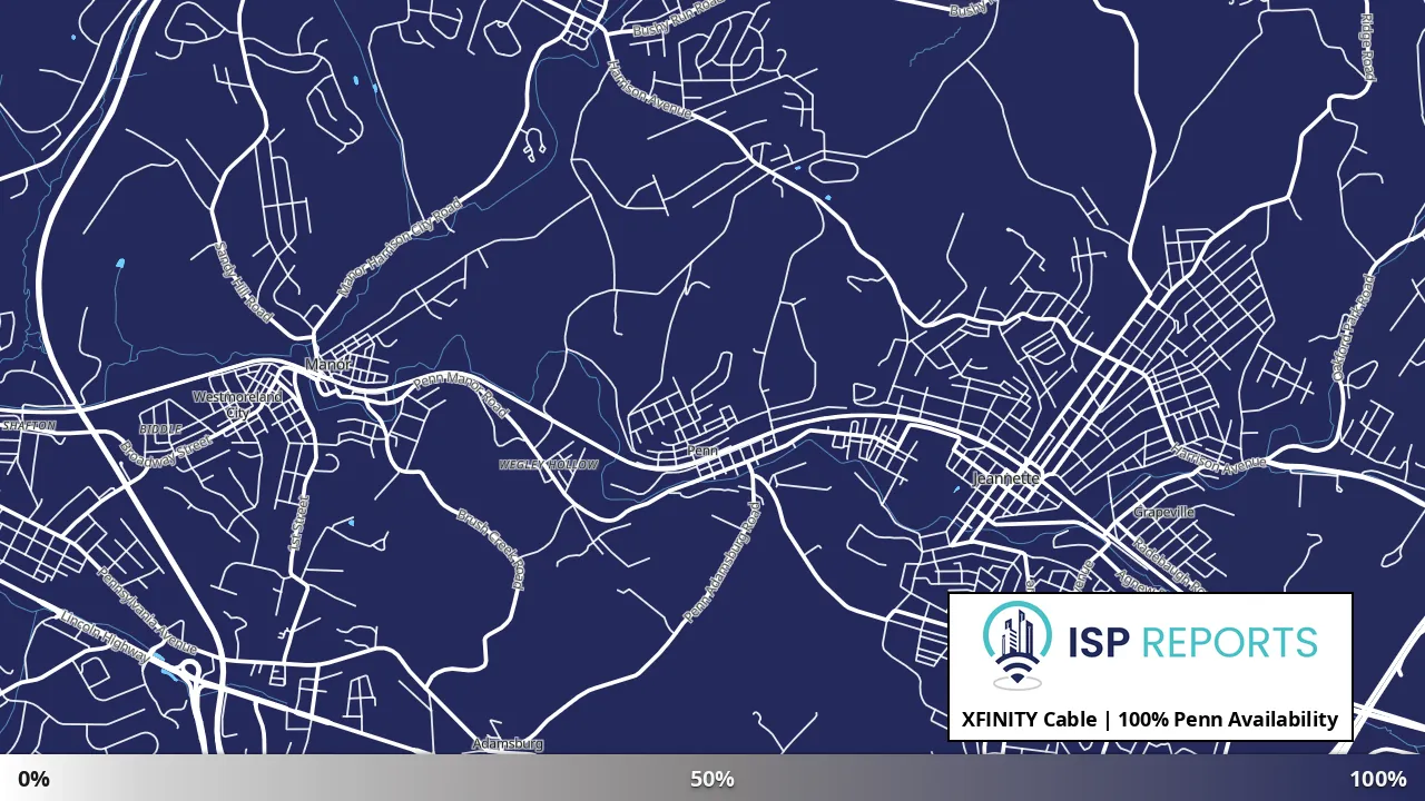 Penn, PA map of internet availability