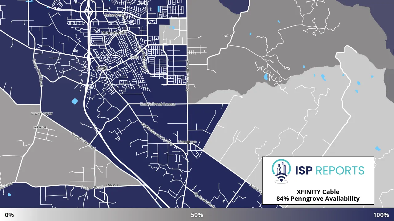 Penngrove, CA map of internet availability