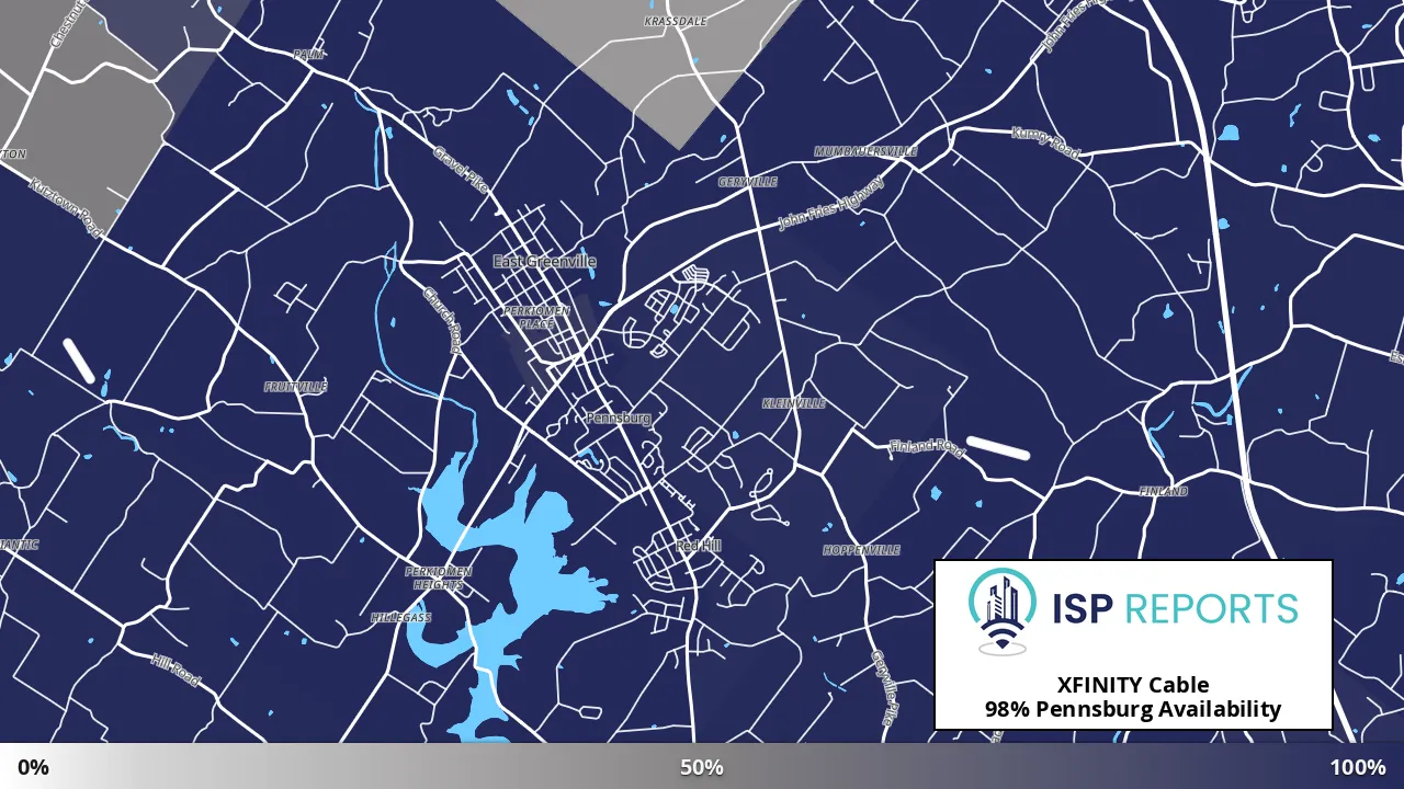 Pennsburg, PA map of internet availability