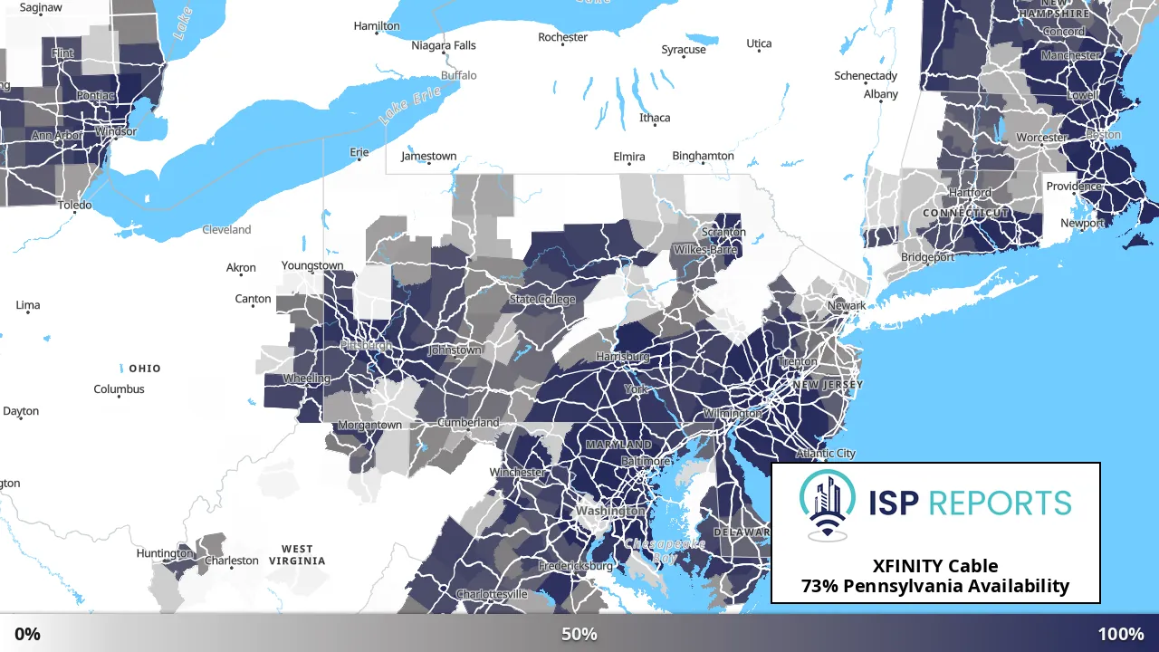 Pennsylvania map of internet availability
