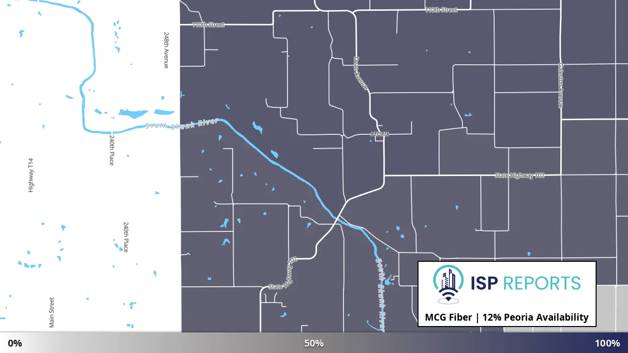 Peoria, IA map of internet availability