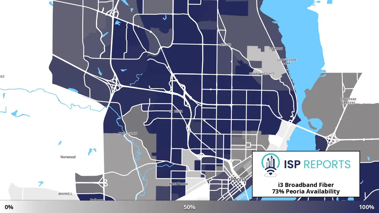 Peoria, IL map of internet availability