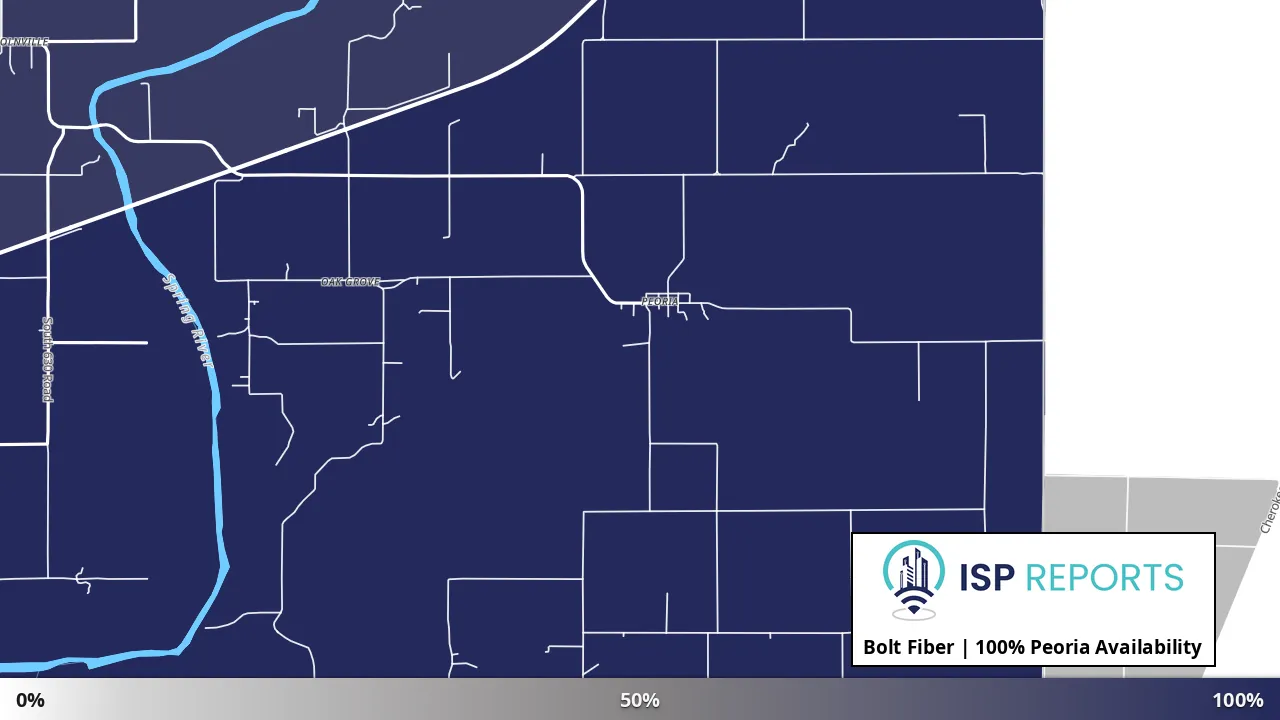 Peoria, OK map of internet availability