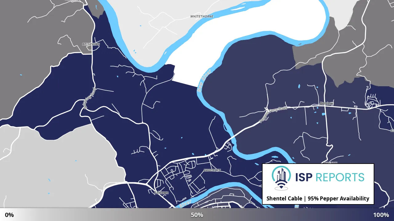Pepper, VA map of internet availability