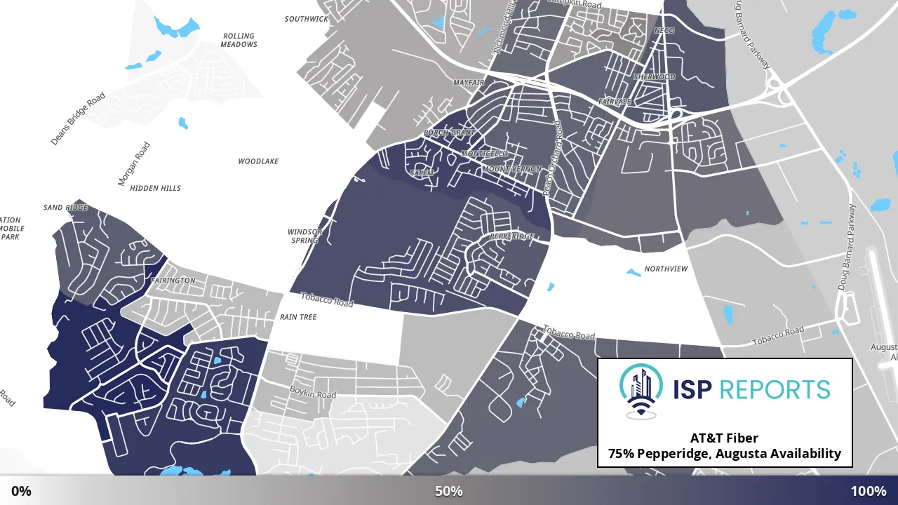 Pepperidge, Augusta, GA map of internet availability