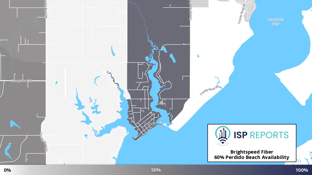 Perdido Beach, AL map of internet availability