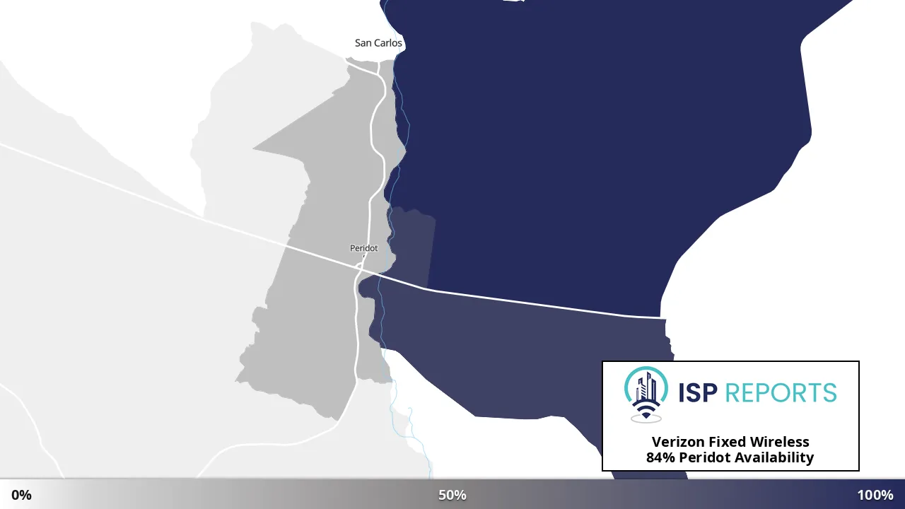 Peridot, AZ map of internet availability