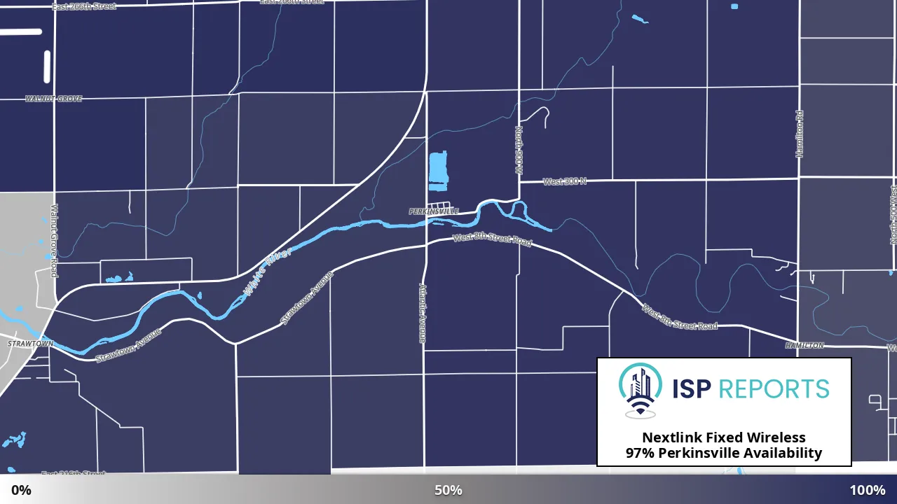 Perkinsville, IN map of internet availability