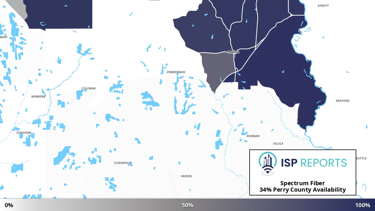 Perry County, AL map of internet availability