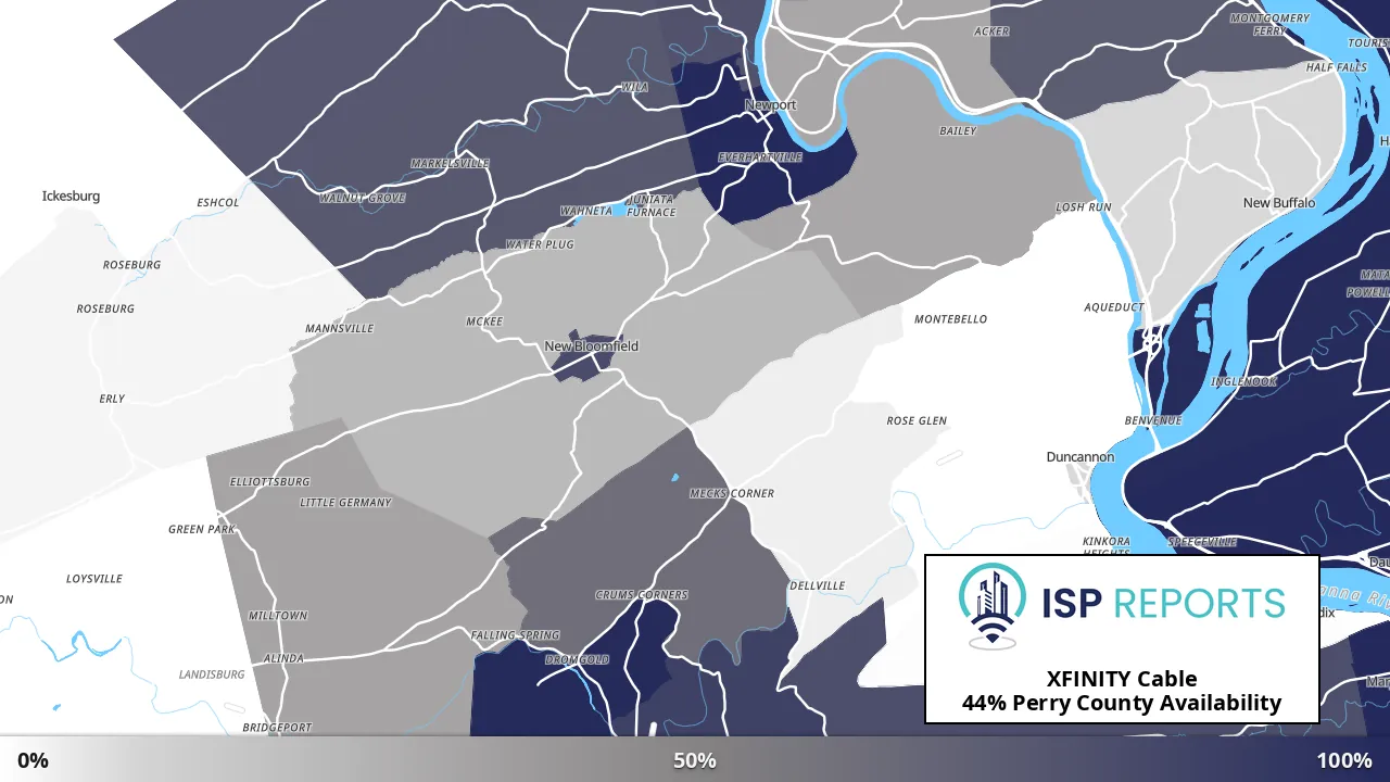 Perry County, PA map of internet availability
